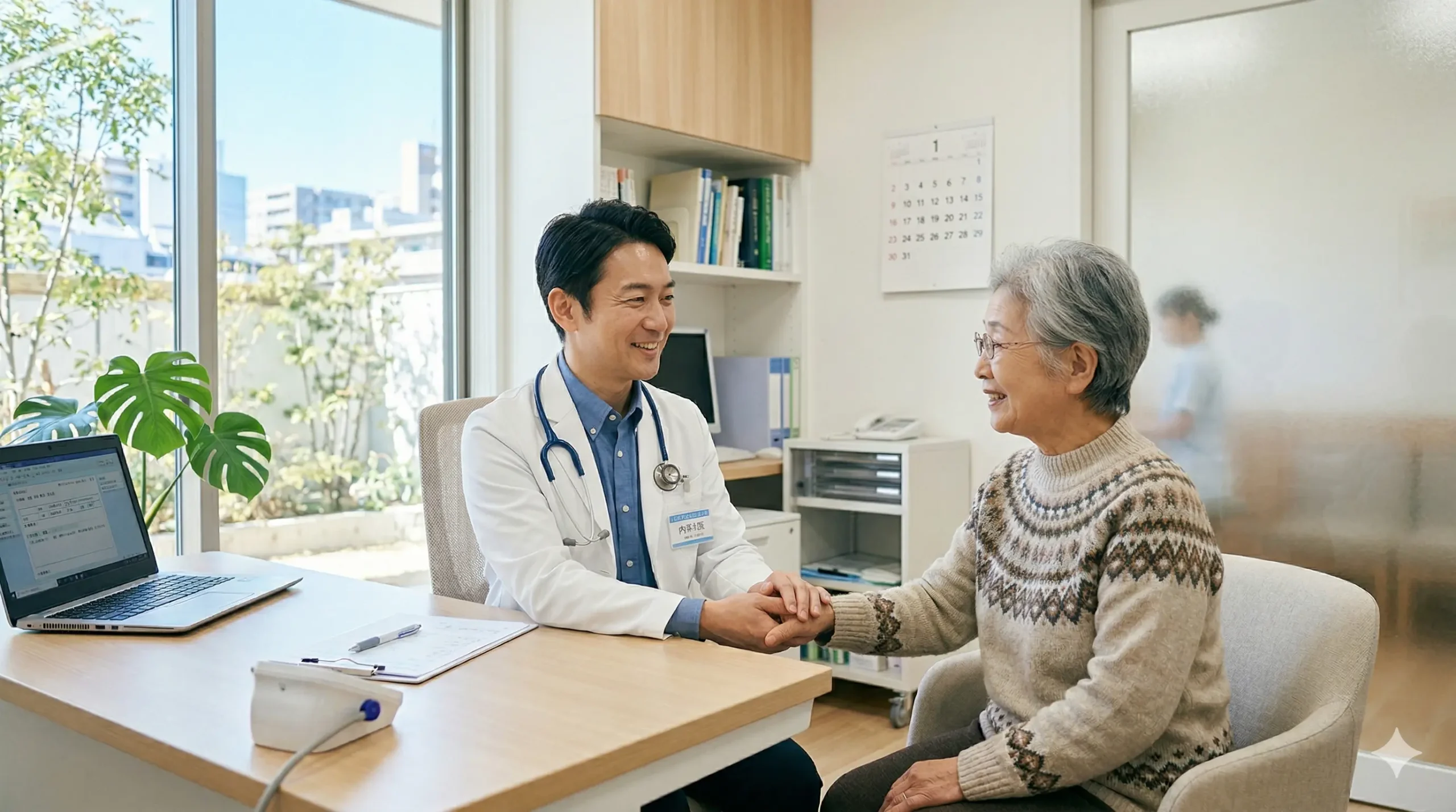 診察室で患者さまと向き合う医師